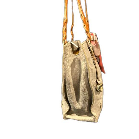 Brighton Floral Embossed Leather Handbag in Gray with Twilly - Picture 4 of 13